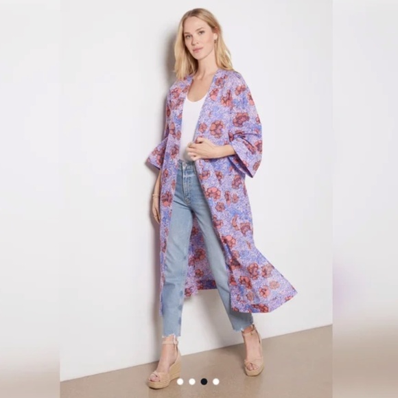 NWT Evereve Cleobella Zoya Floral Open Front Long Duster Kimono Top Size M/L - Picture 9 of 9